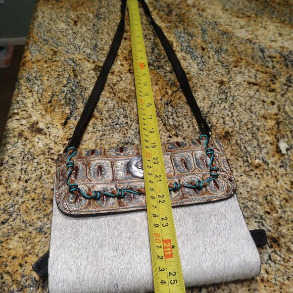 Lonestead Range Genuine Embossed Leather Cowhide Western Crossbody Bag Purse - Picture 14 of 16